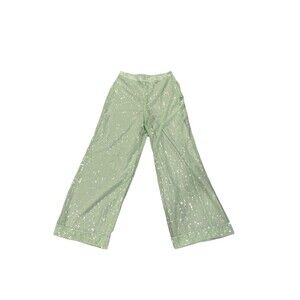 HOUSE OF HARLOW 1960 Women's Palazzo Wide Leg High Waist Sequin Green Pant Sz 10